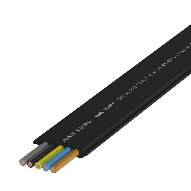 Vlakbandkabel | 5x16mm2 | Black | Per Meter - Wieland